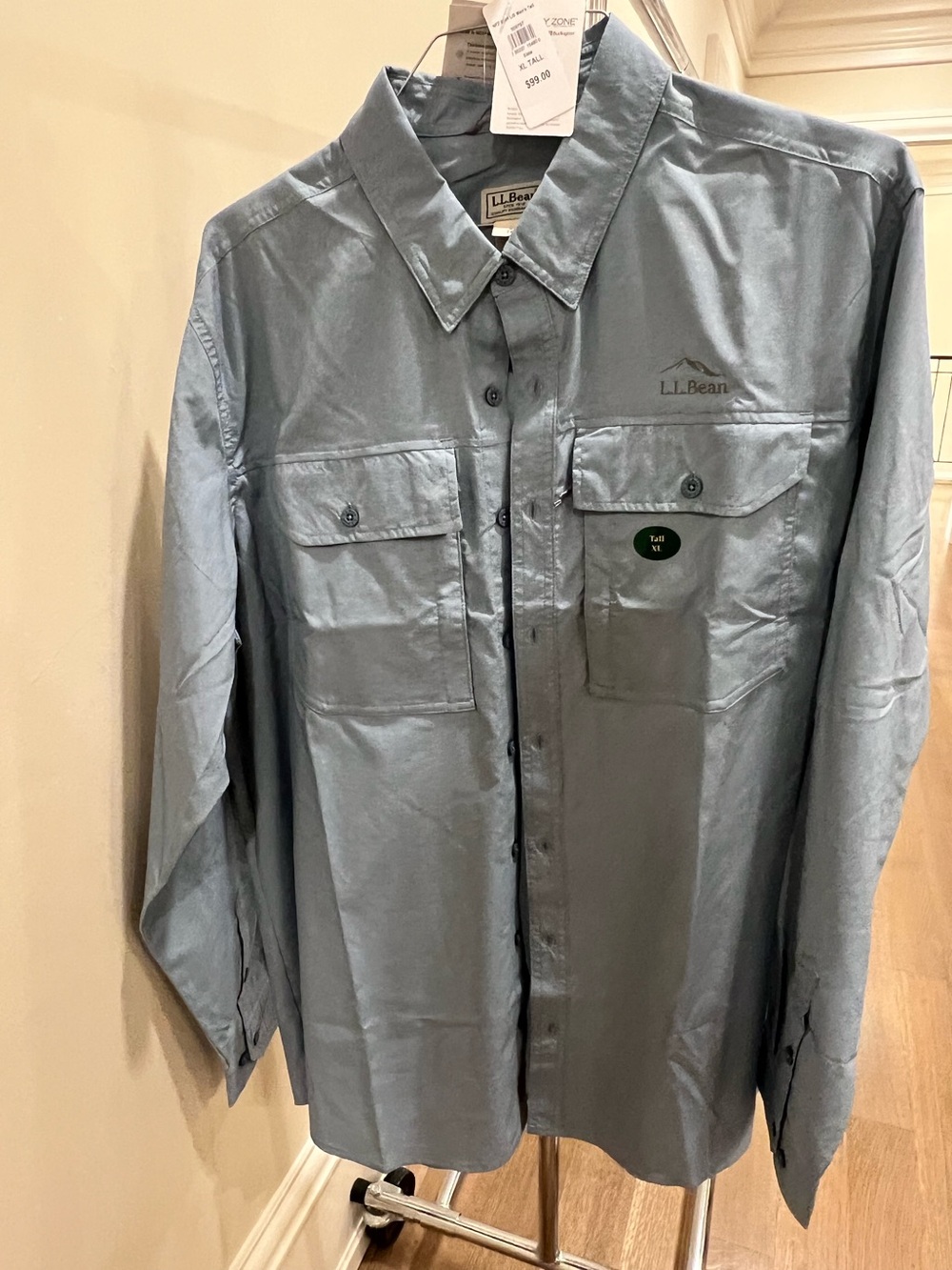 L.L. Bean Men's Button-Down Shirt in Steel Blue